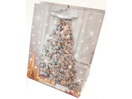 Taška z papíru s glitry 23x18cm - Vánoce II - 04 TIP na vánoční dárky Vánoční obaly