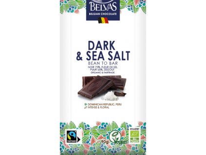 Bio čokoláda bez lepku 90g - Hořká 72%, Mořská sůl Delikatesy Čokoláda