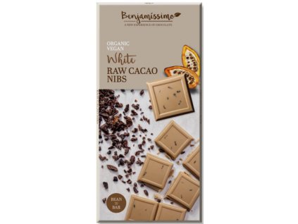 Bio čokoláda bez cukru 70g - Bílá 35%, RAW kousky kakaa Delikatesy Čokoláda