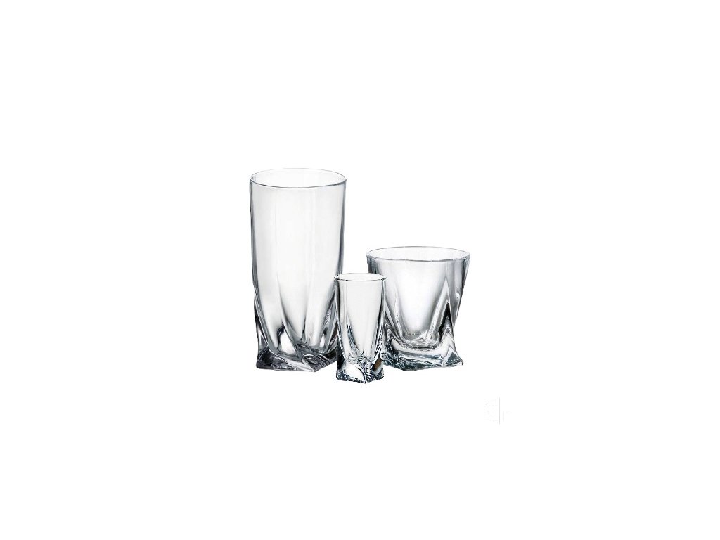 Crystalite Bohemia QUADRO skleněná souprava sklenic 18 dílná