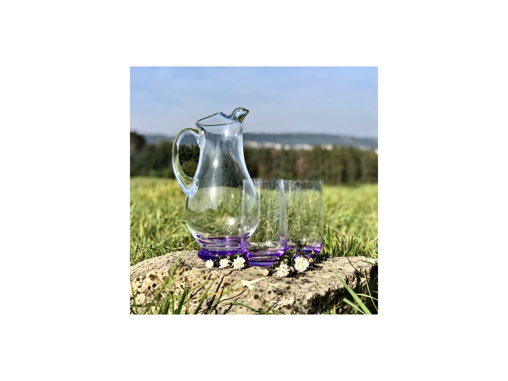 R-glass GLOBO nápojová skleněná souprava fialová 7 dílná