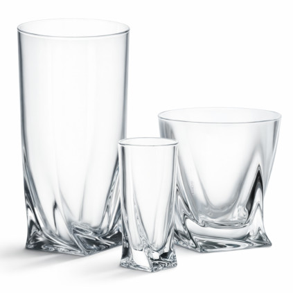 Crystalite Bohemia QUADRO skleněná souprava sklenic 18 dílná