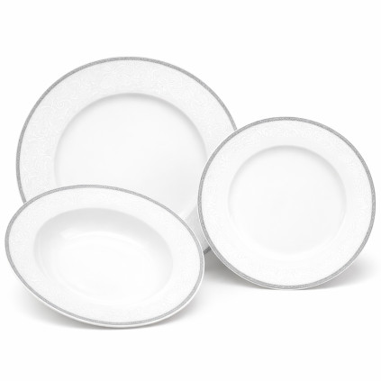 Thun 1794 OPAL talířová souprava šedivá krajka 18 dílná