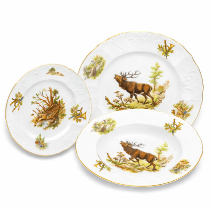 Thun 1794 BERNADOTTE talířová souprava myslivecká 18 dílná