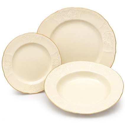 Thun 1794 BERNADOTTE talířová souprava ivory zlatá linka 18 dílná