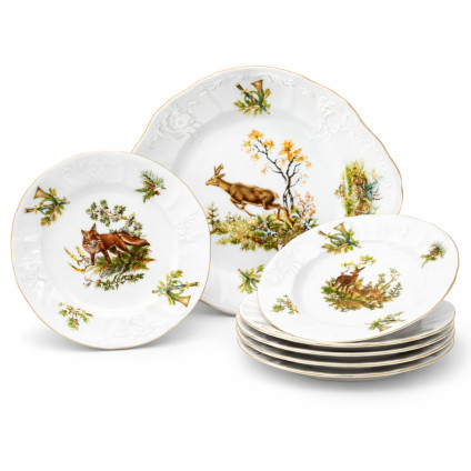 Thun 1794 BERNADOTTE koláčová souprava myslivecká 7 dílná