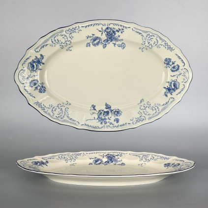 Thun 1794 BERNADOTTE servírovací ovál hluboký ivory modré květy 240 mm