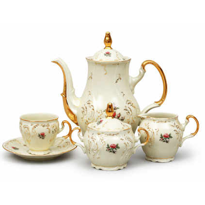 Thun 1794 BERNADOTTE kávová souprava ivory zámecká 15 dílná