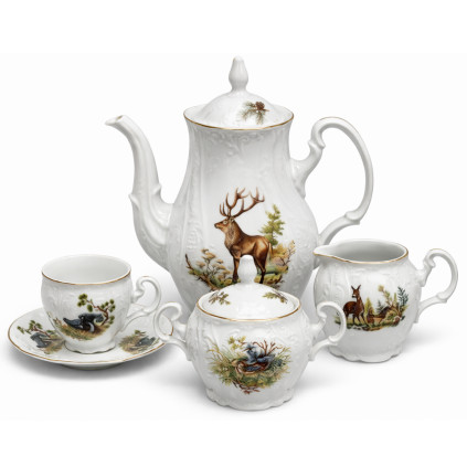 Thun 1794 BERNADOTTE kávová souprava myslivecká 15 dílná