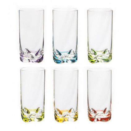 R-glass TRIO barevné skleničky na vodu, long drink 350 ml / 6 ks