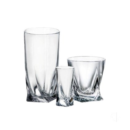 Crystalite Bohemia QUADRO skleněná souprava sklenic 18 dílná