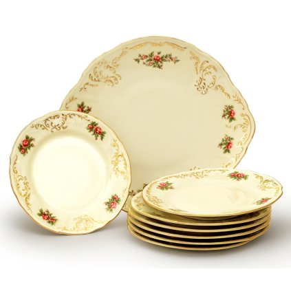 Thun 1794 BERNADOTTE koláčová súprava ivory zámocká 7 dielna