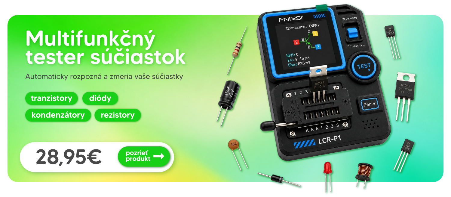 Multifunkčný tester súčiastok na meranie tranzistorov, diód, kondenzátorov a rezistorov