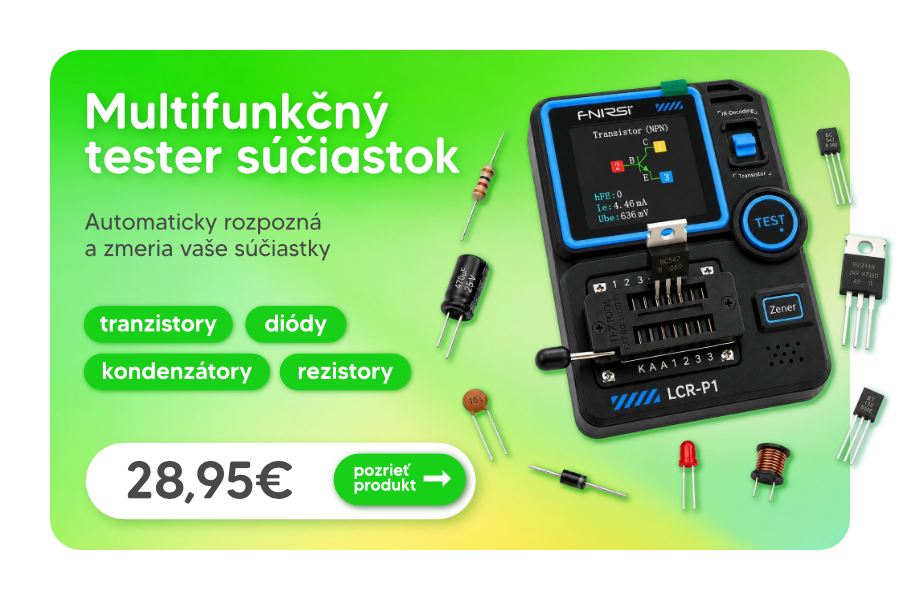 Multifunkčný tester súčiastok na meranie tranzistorov, diód, kondenzátorov a rezistorov