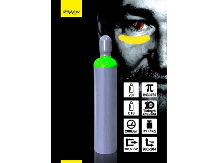 KOWAX® Láhev Směs C18 20l, 200Bar, W21,8x1/14
