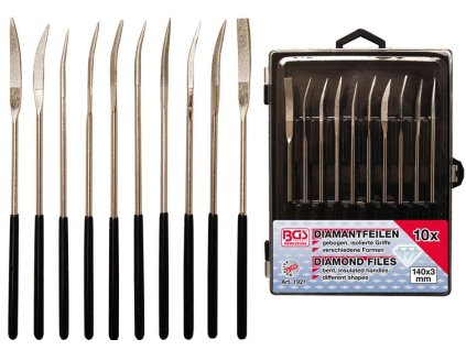 Sada jehlových diamantových pilníků - vyhlé 10 dílů