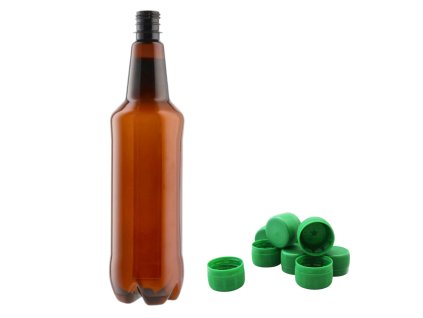 Lahev PET na pivo 1l, hnědá + víčko zelené (bal.162ks)
