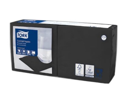 TORK ubrousky cerne 24x24cm, 2 vr. bal. 12x200ks 477829