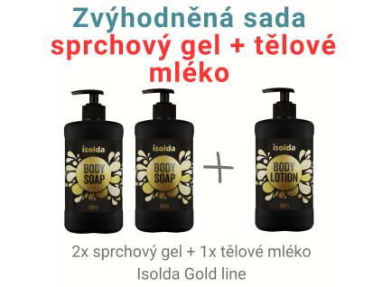 Zvýhodněná sada Isolda Gold 2x sprchový gel + tělové mléko