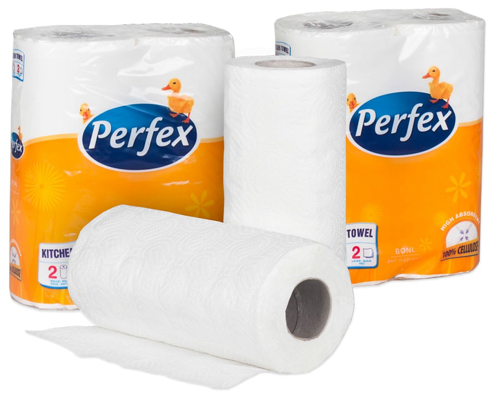 Kuchyňské utěrky Perfex - 2vrstvý, bílé, 2 ks