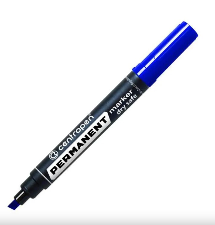 Levně Permanentní popisovač Centropen 8516, modrý 10ks šikmý hrot