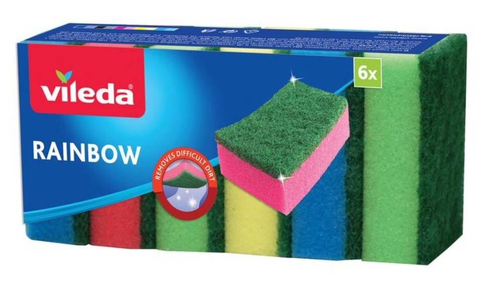 Levně VILEDA Rainbow Houbička na nádobí 6ks