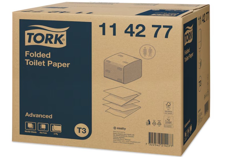 Tork Folded 114277 - skládaný toaletní papír (36 bal x 252 ks)