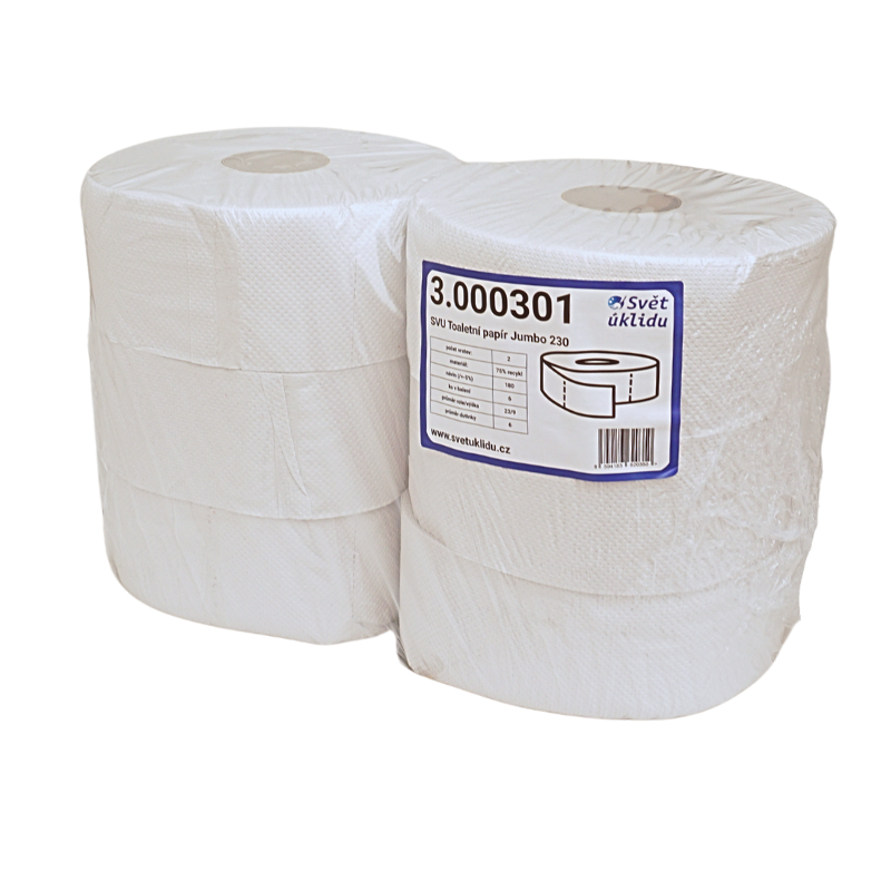 Levně SVU Toaletní papír Jumbo 230, 2-vrstvý, recykl 75%, (bal. 6 ks) 0301