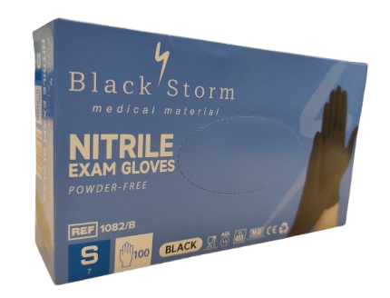 Levně Rukavice Black Storm Nitril černé - vel.S 100ks/bal.