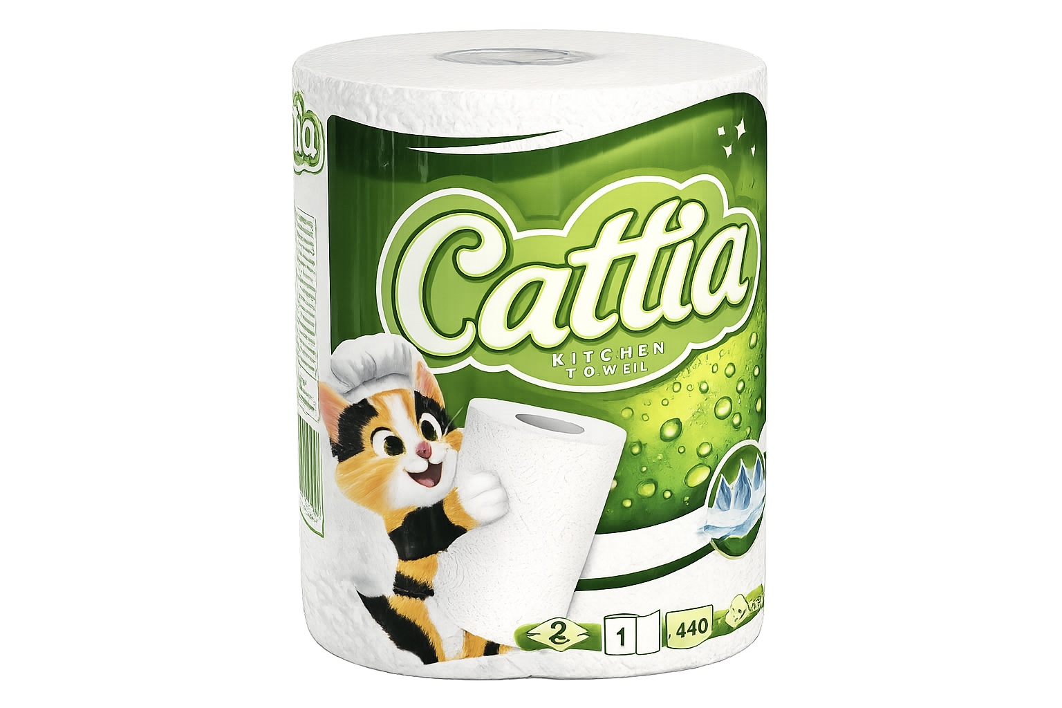 Kuchyňské utěrky Cattia 2-vr., 100 m, extra bílá zelené