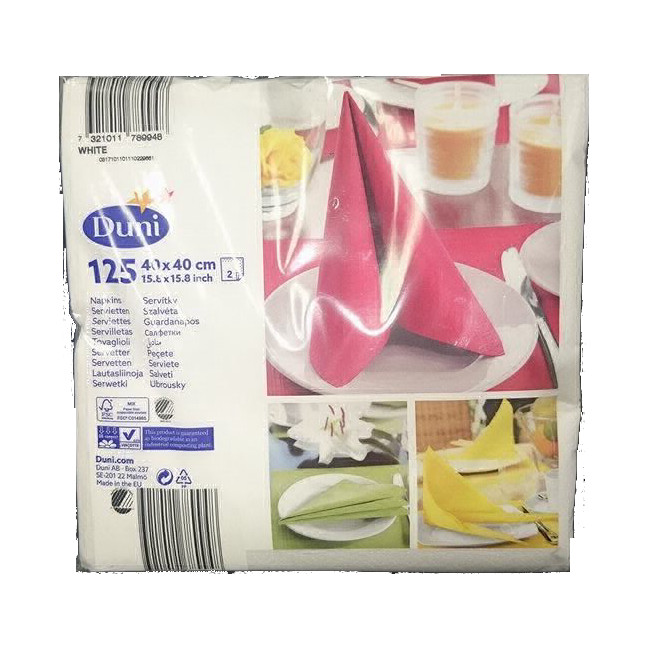 Duni Ubrousky Duni-WHITE 40x40cm, 2-vrstvé, 10x125ks