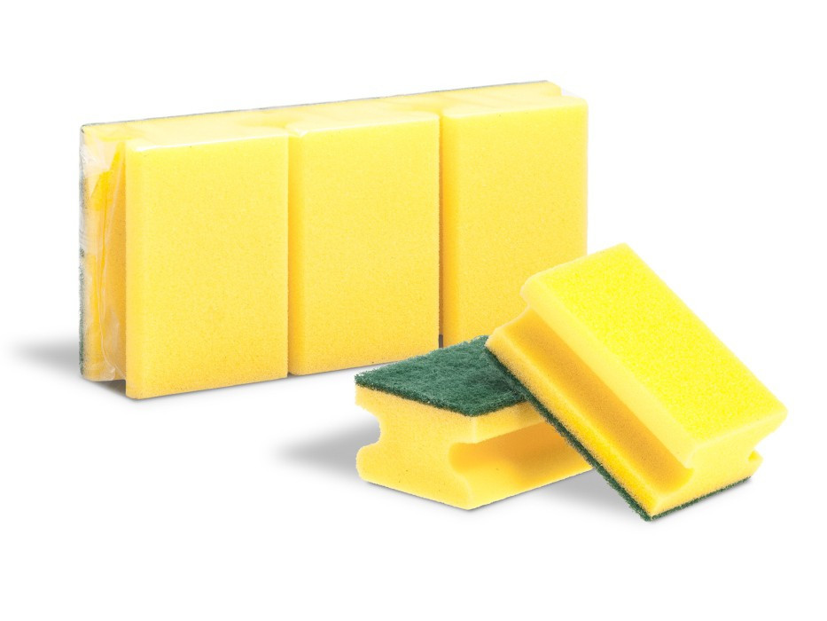 BCsystem Houbička na nádobí tvarovaná (bal.3ks) žlutá