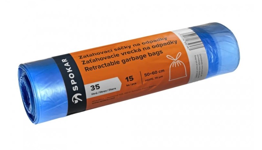 Spokar Sáčky na odpadky zatahovací 35l-15ks (oranžová etiketa)