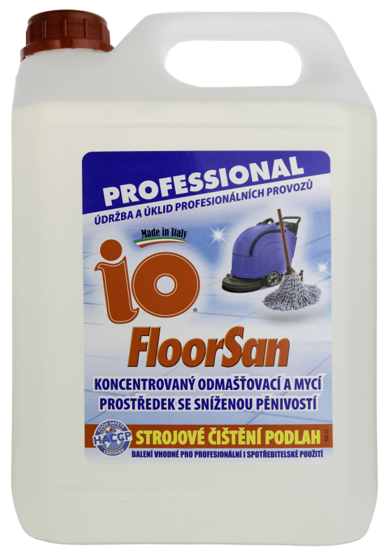 IO FloorSan 5 L tekutý koncentrovaný odmašťovač pro ruční i strojové mytí podlah