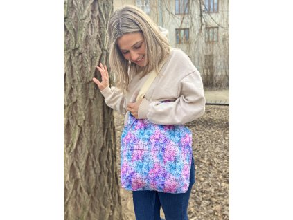 Látková taška, růžové puzzlíky