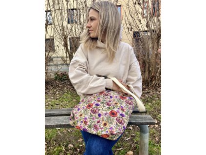 Látková taška, květinové puzzle