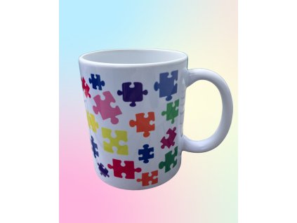 Hrnek, barevné puzzlíky