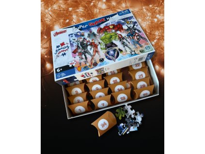 Adventní puzzle kalendář, Super Shape XL Avengers , 160 dílků