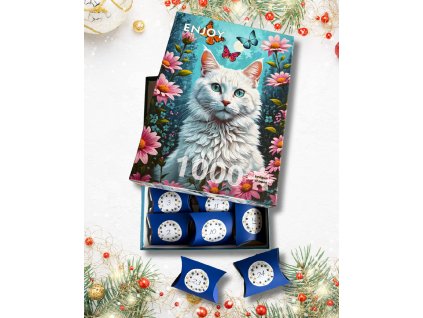 Adventní puzzle kalendář, Bílá kočka, 1000 dílků