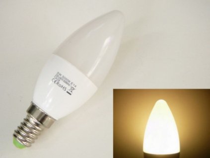 LED žárovka E14 EV5W svíčka - Teplá bílá