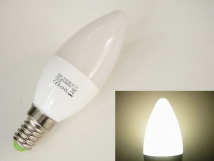 LED žárovka E14 EV5W svíčka - Denní bílá