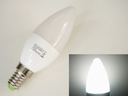 LED žárovka E14 EV5W svíčka - Studená bílá