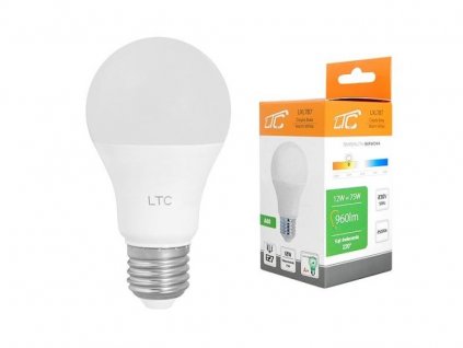 152263 zarovka led a60 e27 hruskova 230v 12w tepla bila ltc