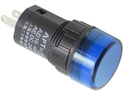 Kontrolka 12V LED 19mm, AD16-16E, modrá