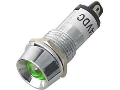 123414 kontrolka 12v led zelena do otvoru 12mm