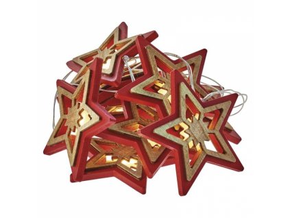 163270 led hvezda prirodni cervena 2xaa tepla bila casovac