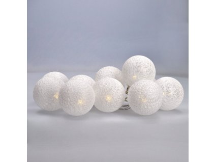 LED řetěz vánoční koule bavlněné, 10LED, 1m, 2x AA, IP20