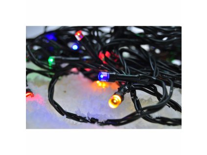 LED venkovní vánoční řetěz, 50 LED, 5m, přívod 3m, 8 funkcí, časovač, IP44, vícebarevný