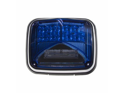 Výstražné LED světlo obdélníkové s přísvitem, 12/24V, modré, R65