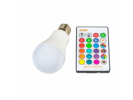 LED žárovka RGBW E27 5W 360° - RGB + Studená bílá